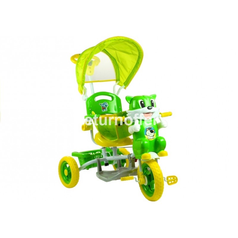 Tricicleta pentru copii cu efecte sonore, pisica, verde