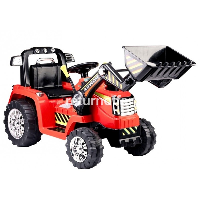 Tractor electric cu telecomanda si excavator frontal, rosu