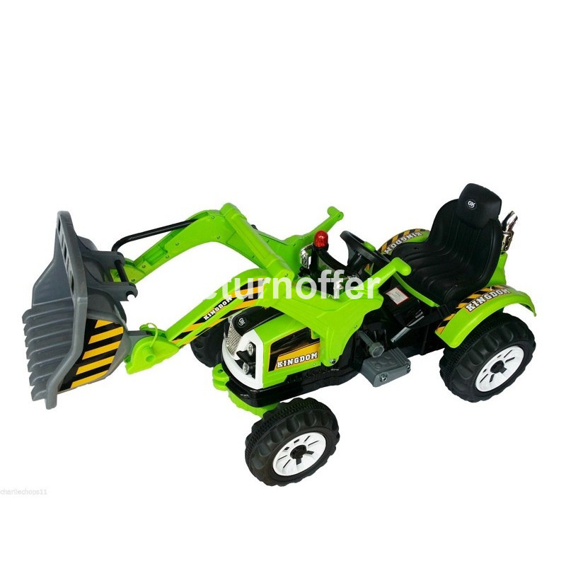 Tractor electric cu excavator frontal,  verde