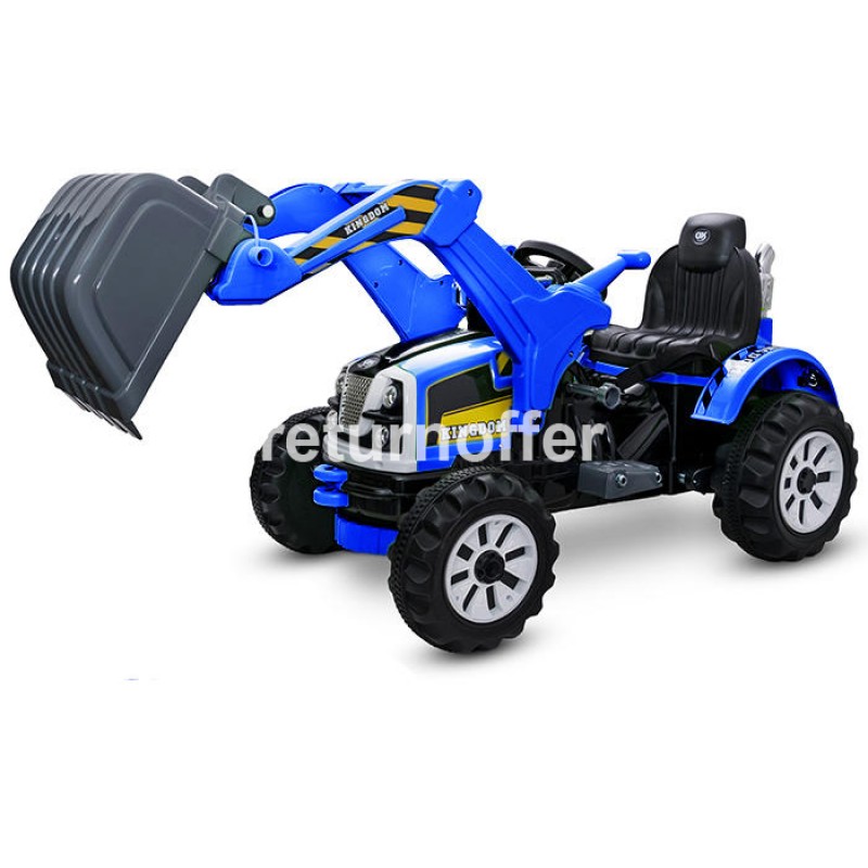 Tractor electric si excavator frontal, albastru