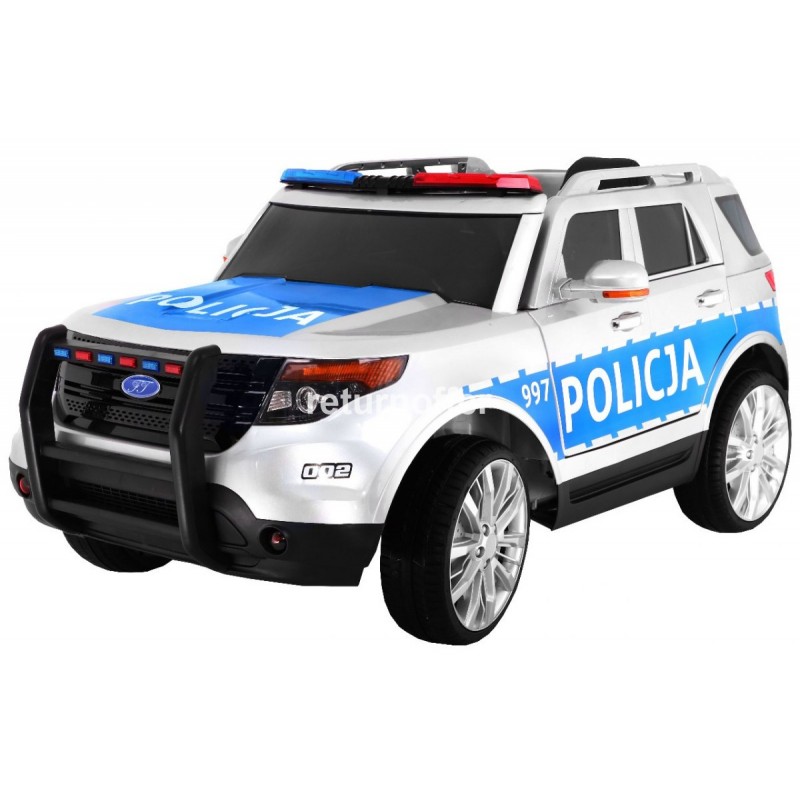 Masinuta electrica SUV de politie, gri cu albastru